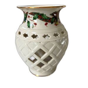 BNWOB Lenox Ivory China Christmas Holiday Decoration Candle Fragrance Warmer